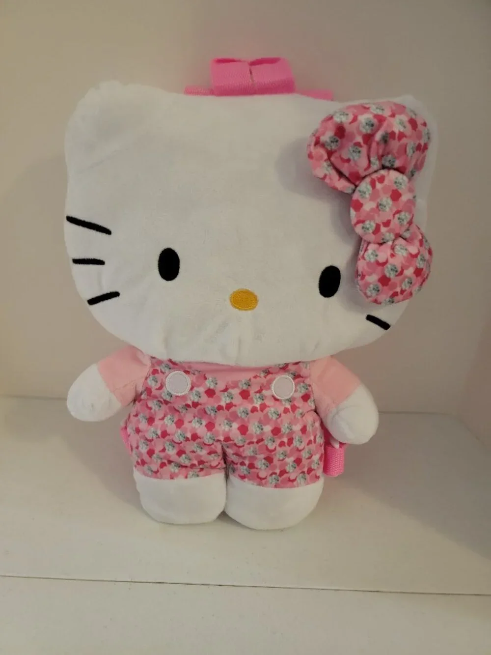 Hello Kitty Plush Backpack 15” Pink Floral Sanrio Kawaii Stuffed Animal Bag Cute